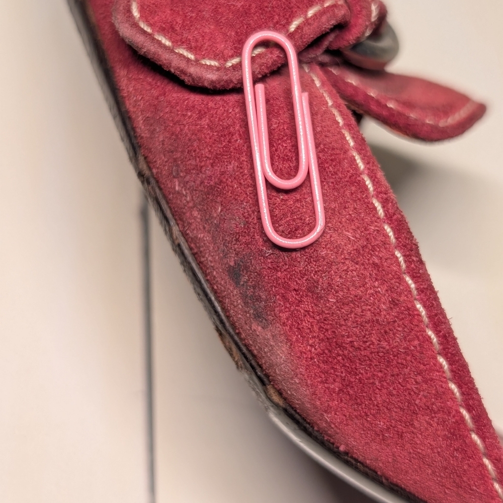 PRADA RARE VINTAGE Red Suede Buckle Kitten Heels Circa Y2K - 37 EU/7 US - Picture 14 of 15